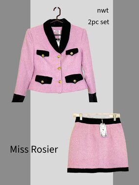 NWT 2pc Miss Rosier Emma Two-Piece Blazer and Skirt Set, Sz M, S